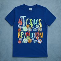 Jesus Revolution Faith Retro Groovy Flower Peace Sign T-Shirt