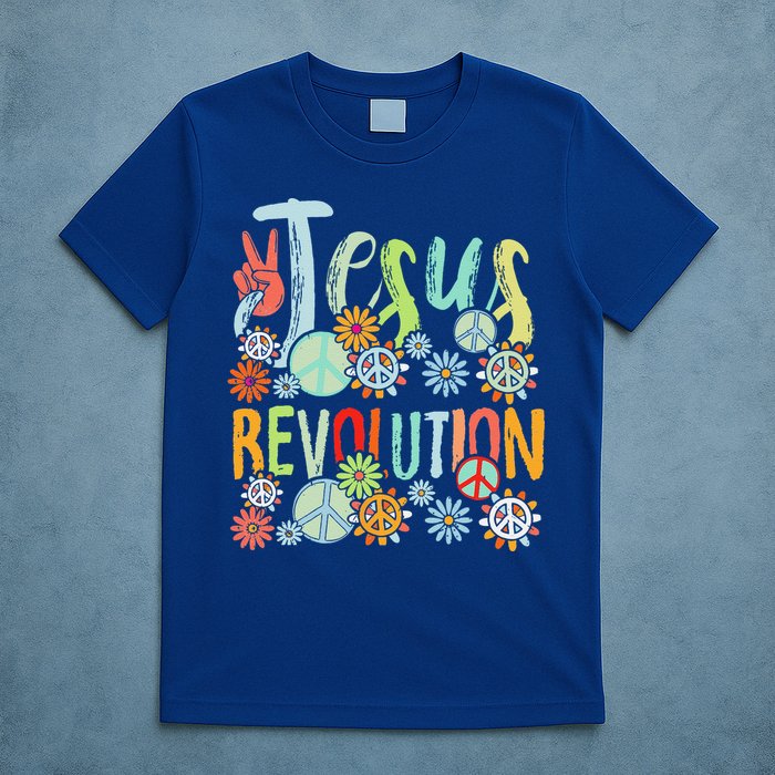 Jesus Revolution Faith Retro Groovy Flower Peace Sign T-Shirt