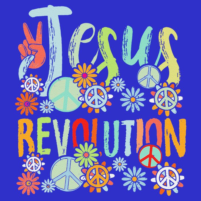 Jesus Revolution Faith Retro Groovy Flower Peace Sign T-Shirt