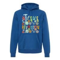 Jesus Revolution Faith Retro Groovy Flower Peace Sign Premium Hoodie