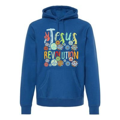 Jesus Revolution Faith Retro Groovy Flower Peace Sign Premium Hoodie