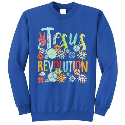 Jesus Revolution Faith Retro Groovy Flower Peace Sign Tall Sweatshirt