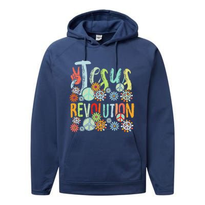 Jesus Revolution Faith Retro Groovy Flower Peace Sign Performance Fleece Hoodie