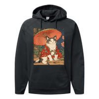 Japanese Retro Geisha Cat Neko Vintage Art Ukiyoe Performance Fleece Hoodie