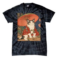 Japanese Retro Geisha Cat Neko Vintage Art Ukiyoe Tie-Dye T-Shirt