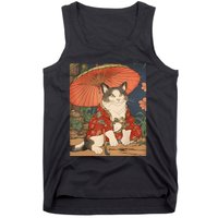 Japanese Retro Geisha Cat Neko Vintage Art Ukiyoe Tank Top