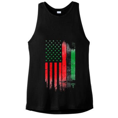 Juneteenth Red Green Black History American African flag Ladies PosiCharge Tri-Blend Wicking Tank