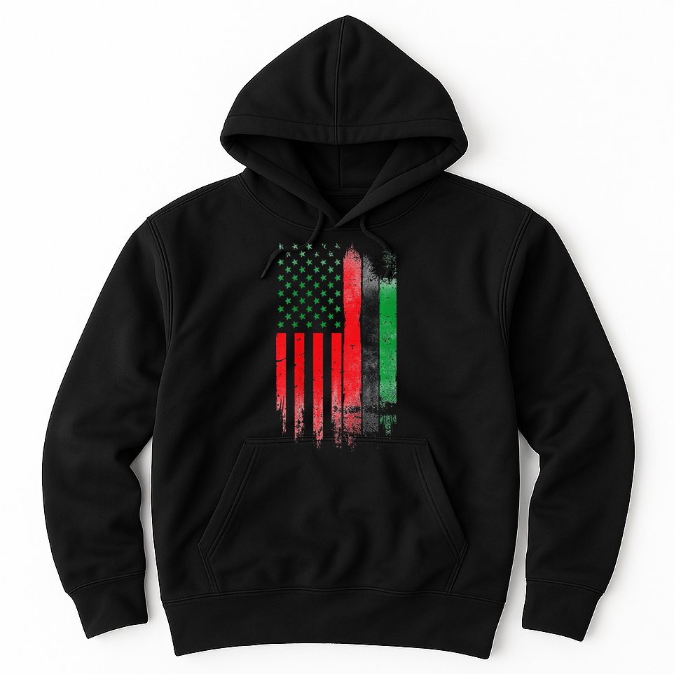 Juneteenth Red Green Black History American African flag Hoodie