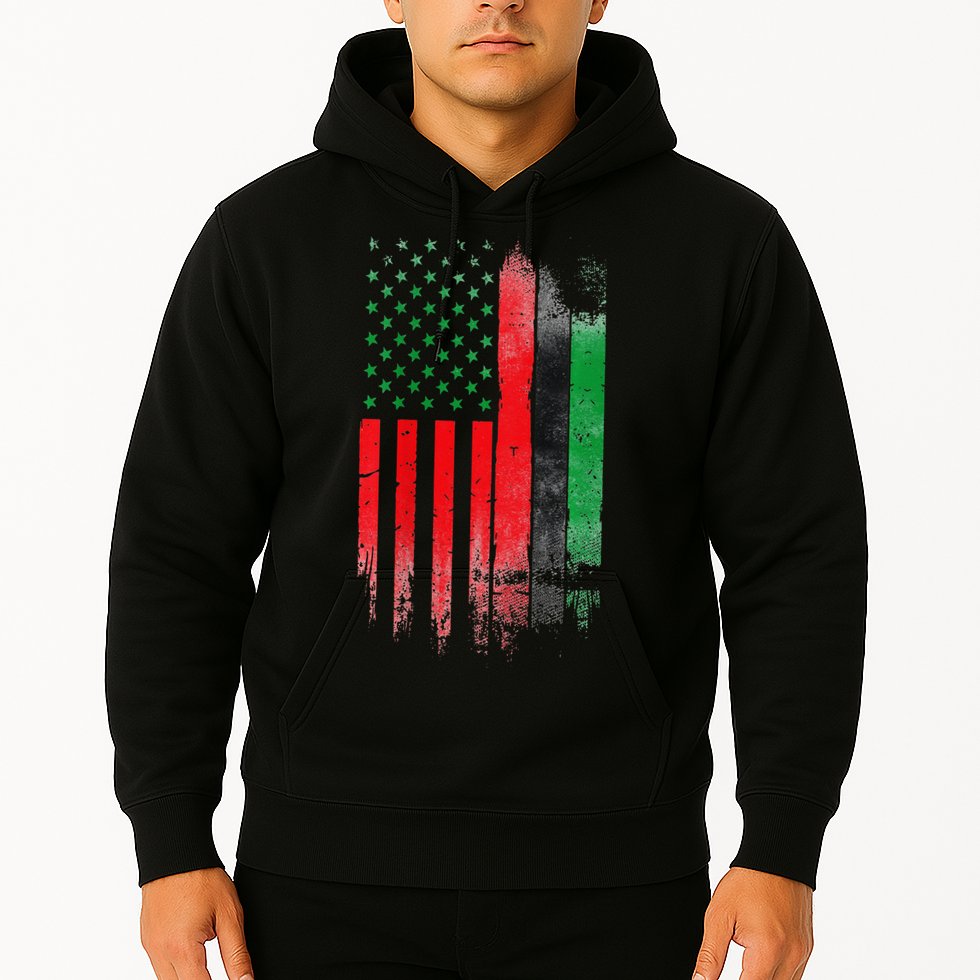 Juneteenth Red Green Black History American African flag Hoodie