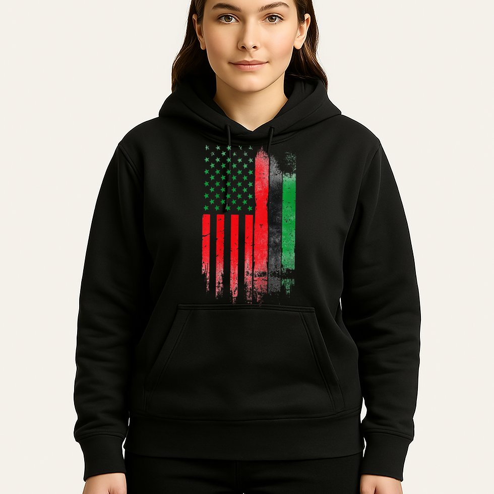 Juneteenth Red Green Black History American African flag Hoodie