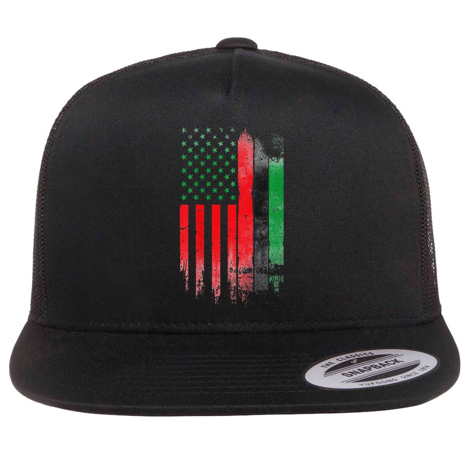 Juneteenth Red Green Black History American African flag Flat Bill Trucker Hat