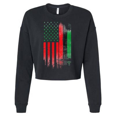 Juneteenth Red Green Black History American African flag Cropped Pullover Crew