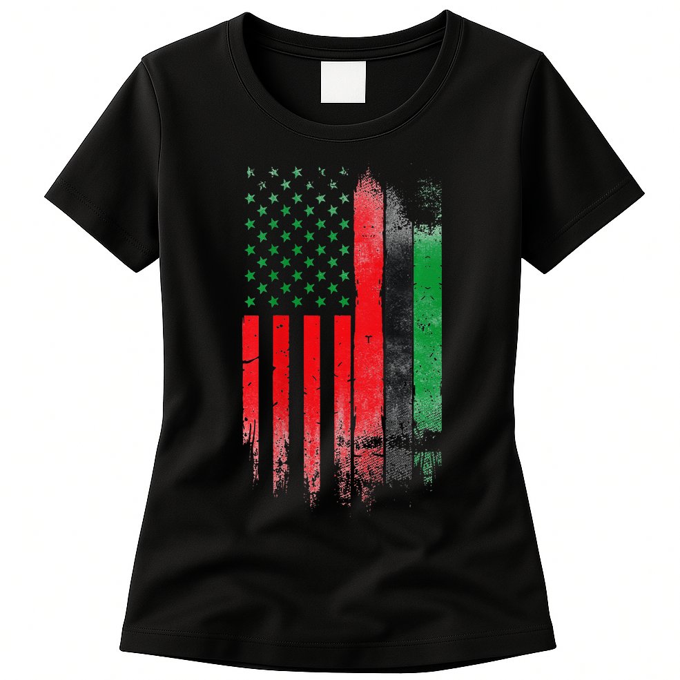 Juneteenth Red Green Black History American African flag Womens T-Shirt