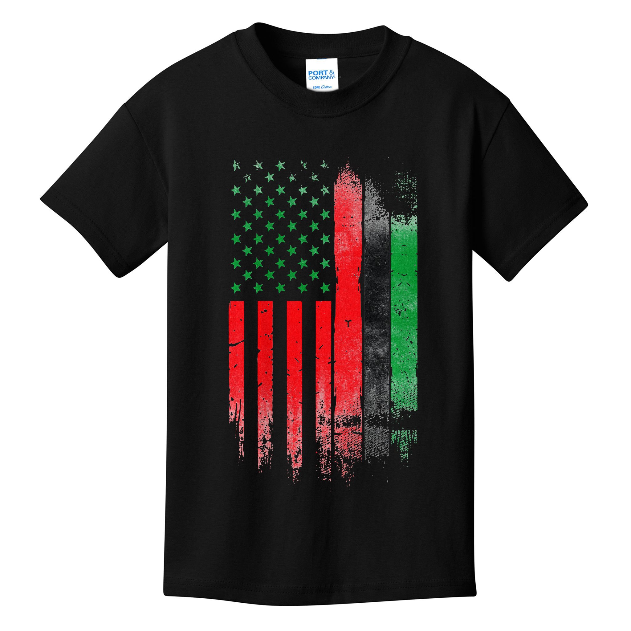 Juneteenth Red Green Black History American African flag Kids T-Shirt