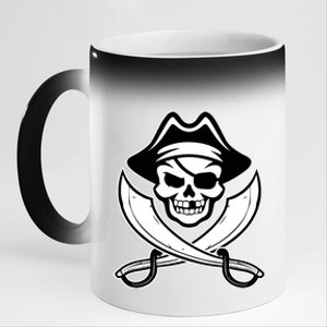 Jolly Roger Gasparilla Pirate Skull With Swords 11oz Black Color Changing Mug