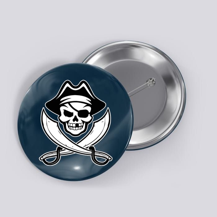 Jolly Roger Gasparilla Pirate Skull With Swords Button