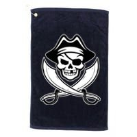 Jolly Roger Gasparilla Pirate Skull With Swords Platinum Collection Golf Towel