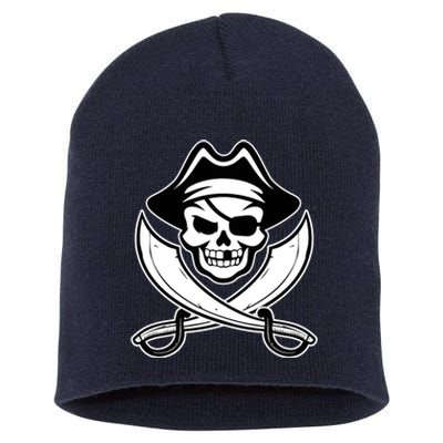 Jolly Roger Gasparilla Pirate Skull With Swords Short Acrylic Beanie