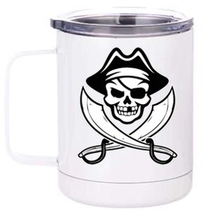 Jolly Roger Gasparilla Pirate Skull With Swords 12 oz Stainless Steel Tumbler Cup