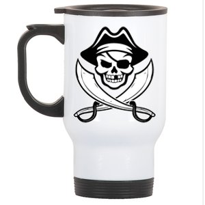 Jolly Roger Gasparilla Pirate Skull With Swords Stainless Steel Travel Mug