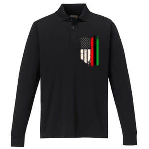 Juneteenth Red Green Black History American African Flag Performance Long Sleeve Polo