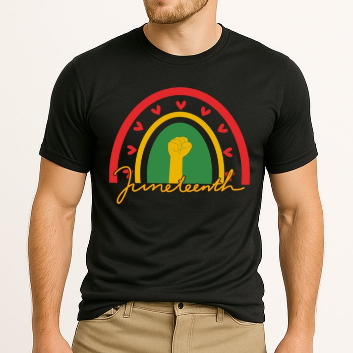 Juneteenth Rainbow Heart Fist Cooling Performance Crew T-Shirt