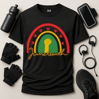 Juneteenth Rainbow Heart Fist Cooling Performance Crew T-Shirt