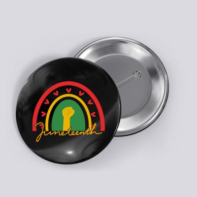 Juneteenth Rainbow Heart Fist Button