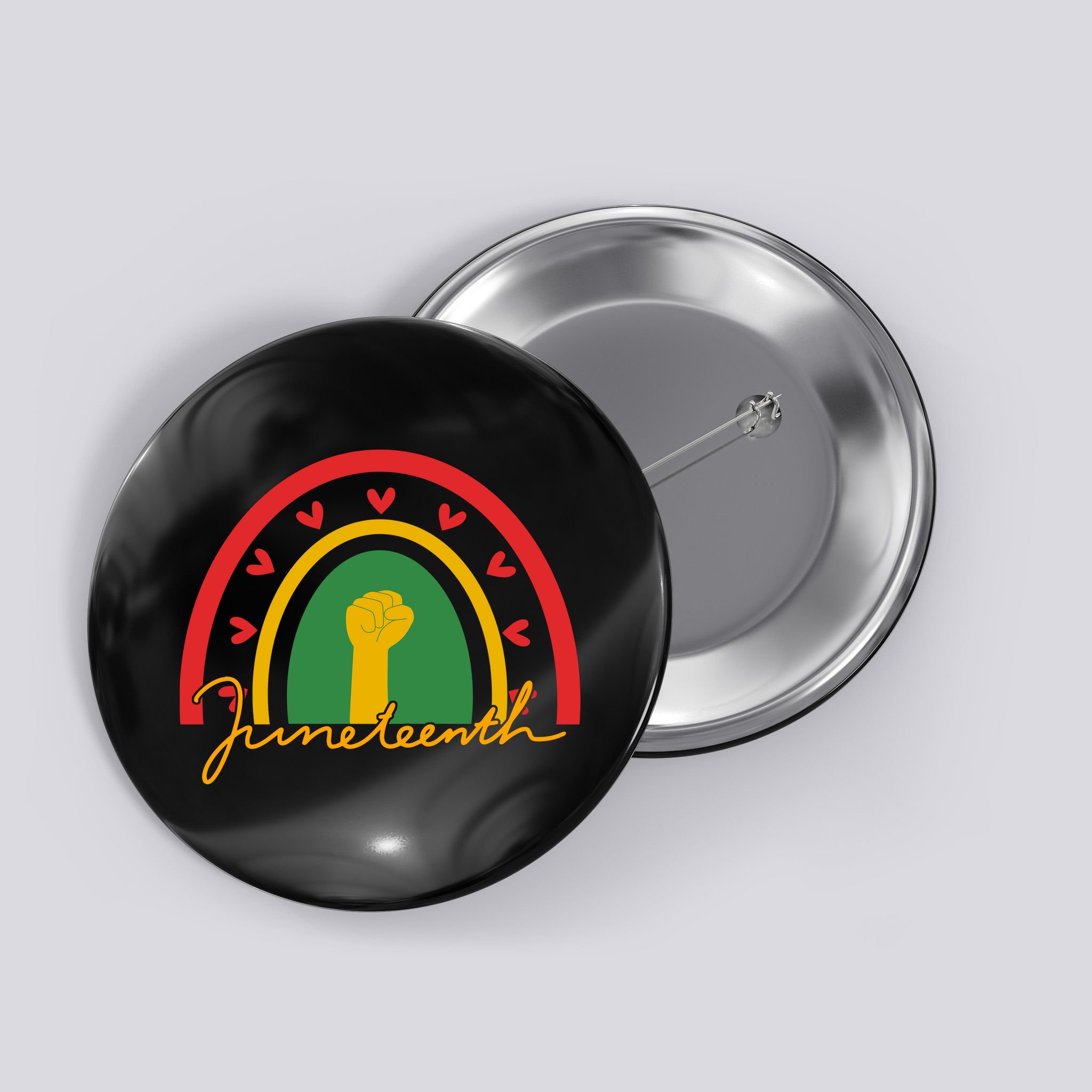 Juneteenth Rainbow Heart Fist Button