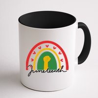 Juneteenth Rainbow Heart Fist Mug