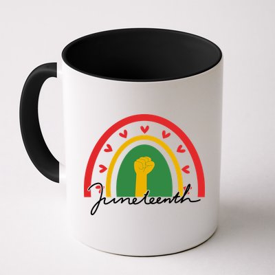 Juneteenth Rainbow Heart Fist Mug