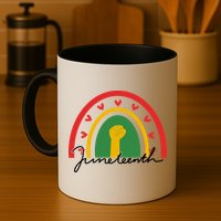 Juneteenth Rainbow Heart Fist Mug