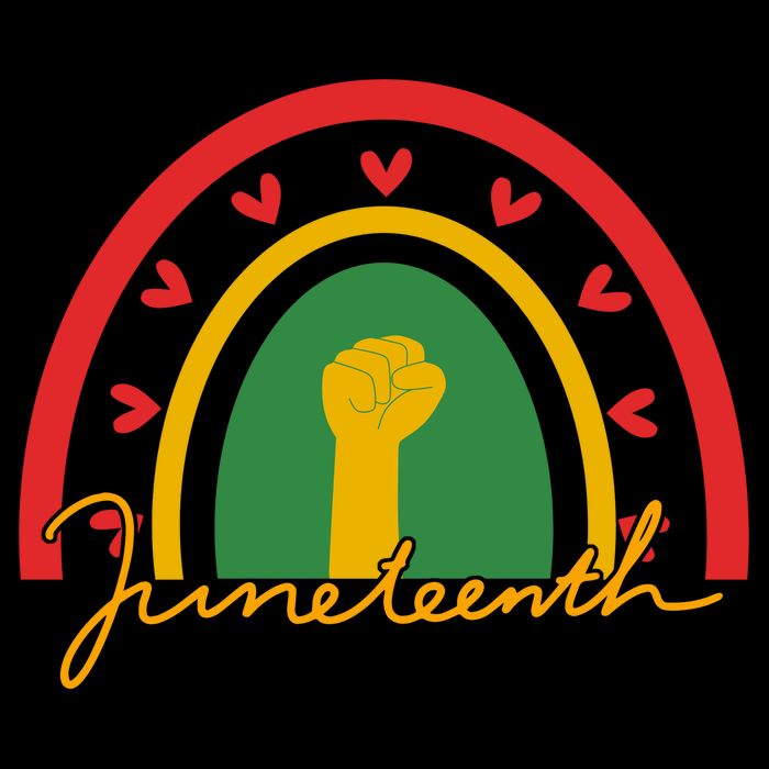 Juneteenth Rainbow Heart Fist Drawstring Bag