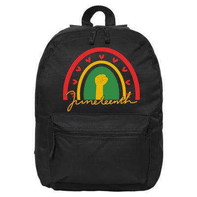Juneteenth Rainbow Heart Fist 16 in Basic Backpack