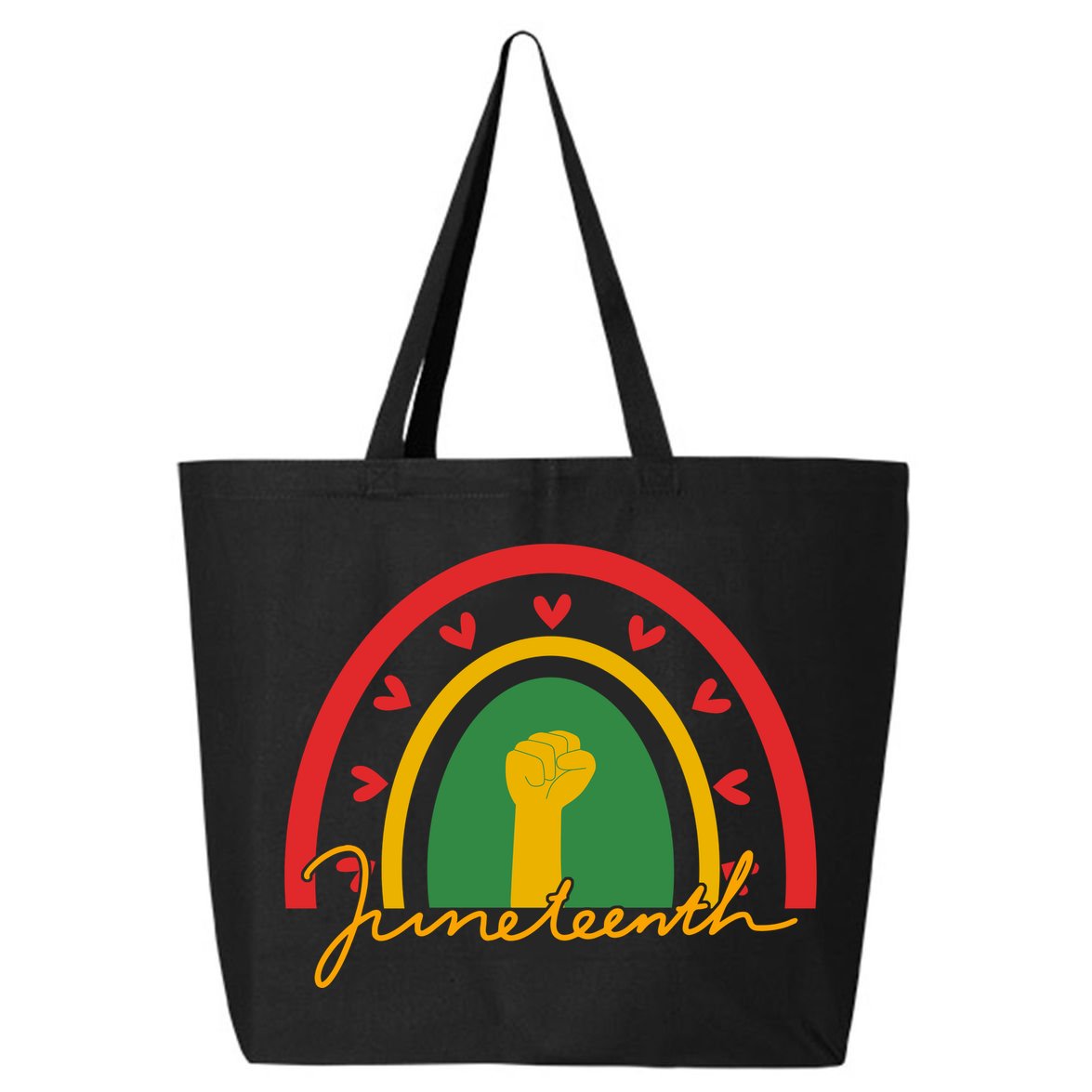 Juneteenth Rainbow Heart Fist 25L Jumbo Tote