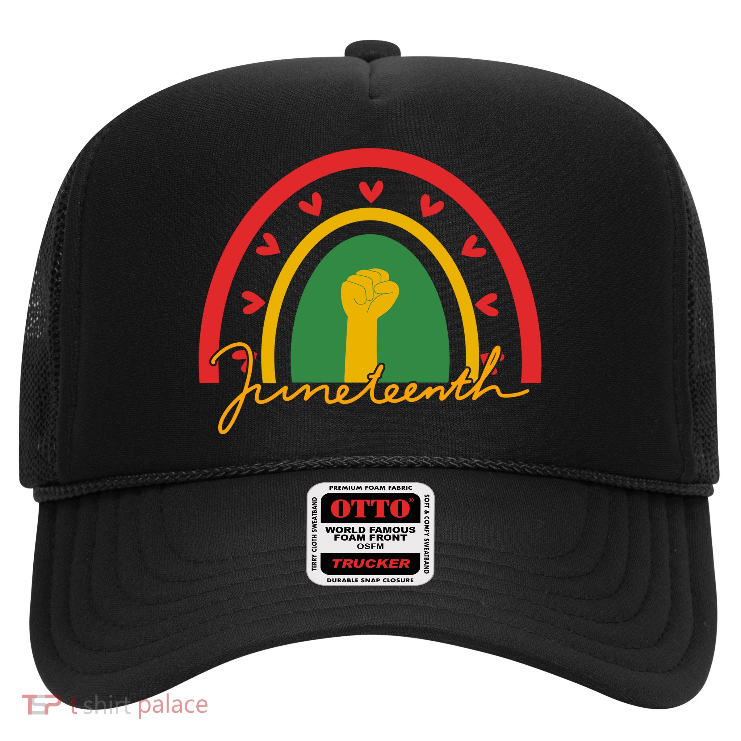 Juneteenth Rainbow Heart Fist Trucker Hat
