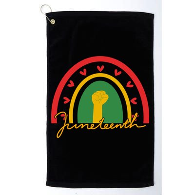 Juneteenth Rainbow Heart Fist Golf Towel