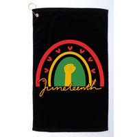 Juneteenth Rainbow Heart Fist Golf Towel