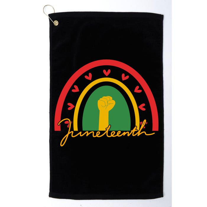 Juneteenth Rainbow Heart Fist Golf Towel