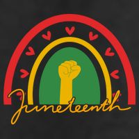 Juneteenth Rainbow Heart Fist Golf Towel