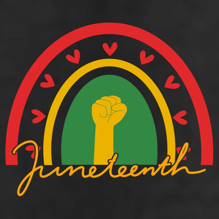 Juneteenth Rainbow Heart Fist Golf Towel