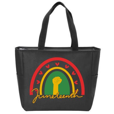 Juneteenth Rainbow Heart Fist Zip Tote Bag