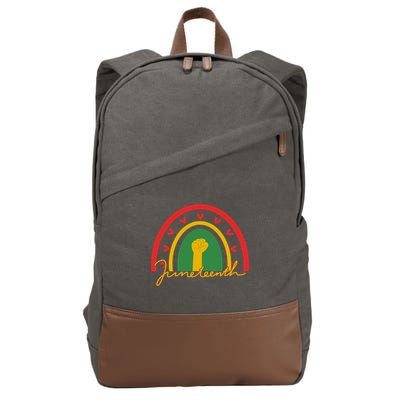 Juneteenth Rainbow Heart Fist Cotton Canvas Backpack
