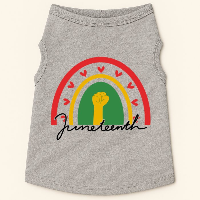 Juneteenth Rainbow Heart Fist Doggie Tank