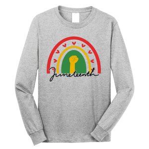 Juneteenth Rainbow Heart Fist Long Sleeve Shirt