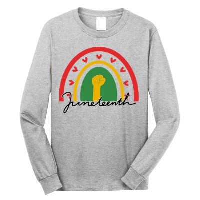 Juneteenth Rainbow Heart Fist Long Sleeve Shirt