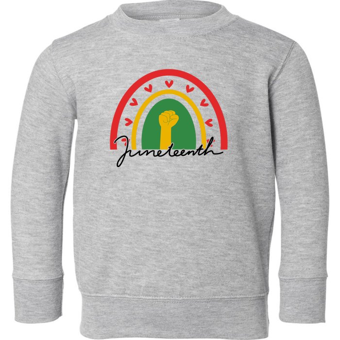 Juneteenth Rainbow Heart Fist Toddler Sweatshirt