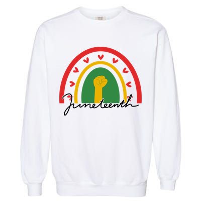 Juneteenth Rainbow Heart Fist Garment-Dyed Sweatshirt