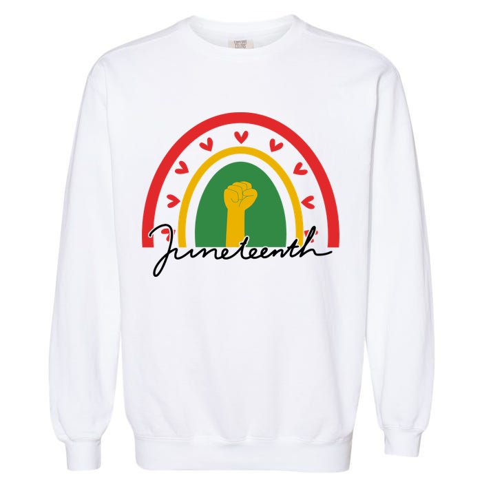 Juneteenth Rainbow Heart Fist Garment-Dyed Sweatshirt