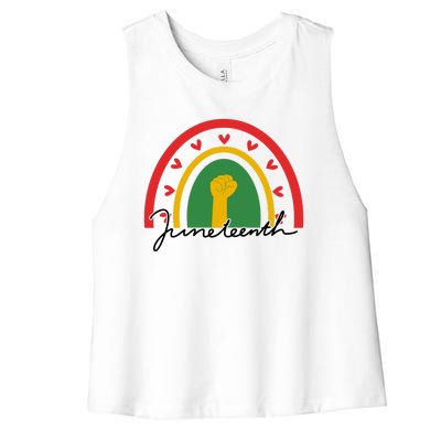 Juneteenth Rainbow Heart Fist Women's Racerback Cropped Tank